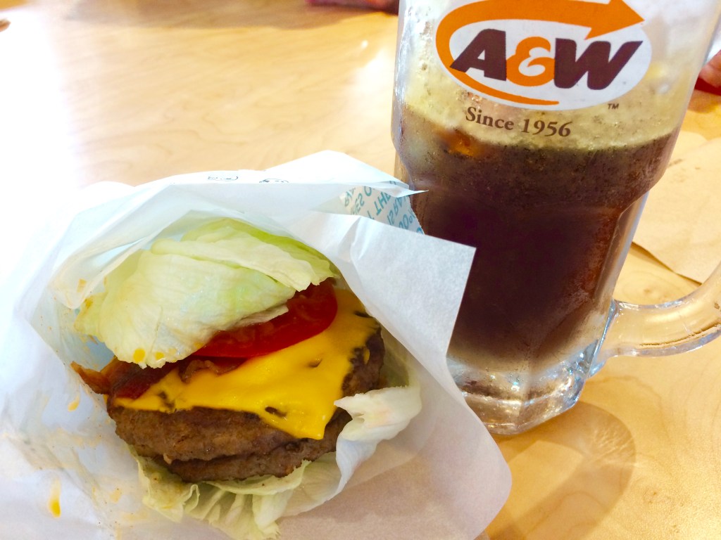 A&W Teen Burger with lettuce wrap instead of a bun