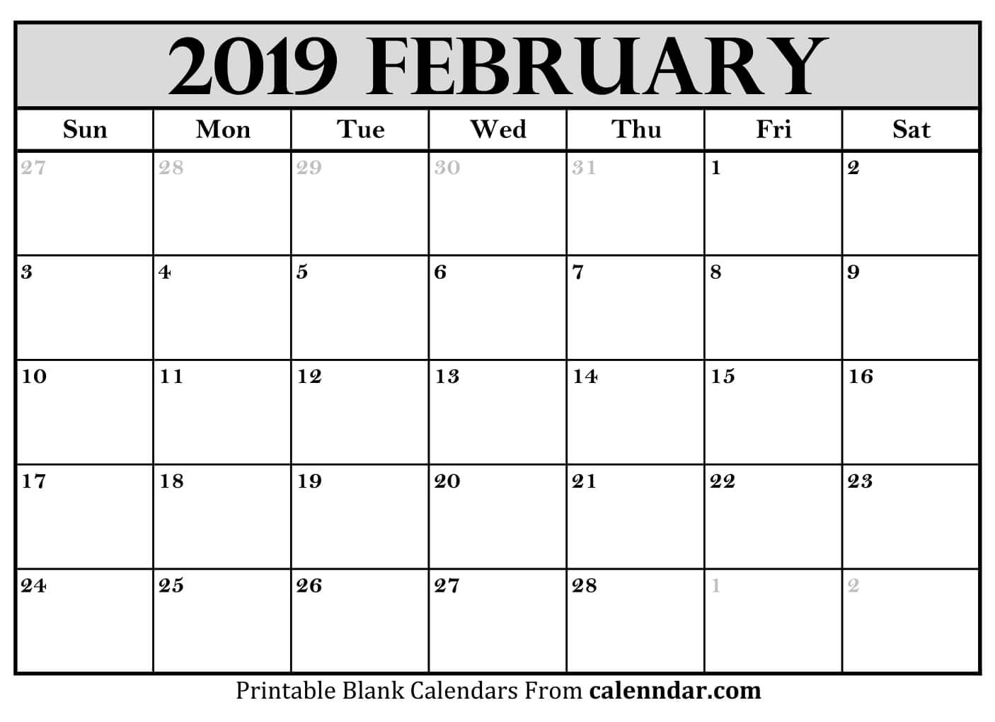 Calendar of Events – February 2019